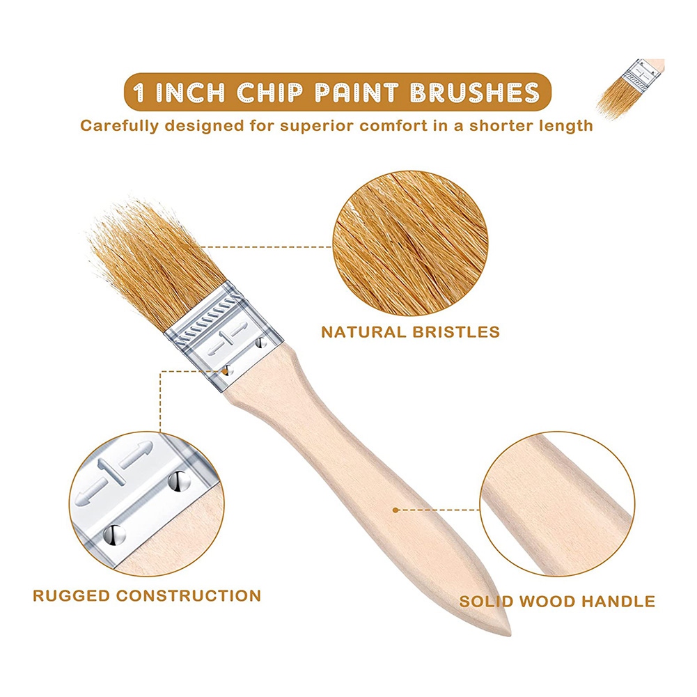 Wood Stain Brush - ABUH-100 stuks 1 inch chipverfkwasten in