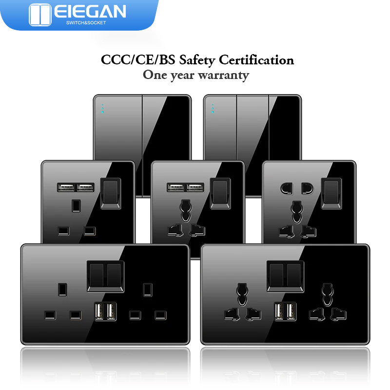 Home Improvement Uk - ELEGAN UK Socket Zwart 16A/20A/45A Volledige