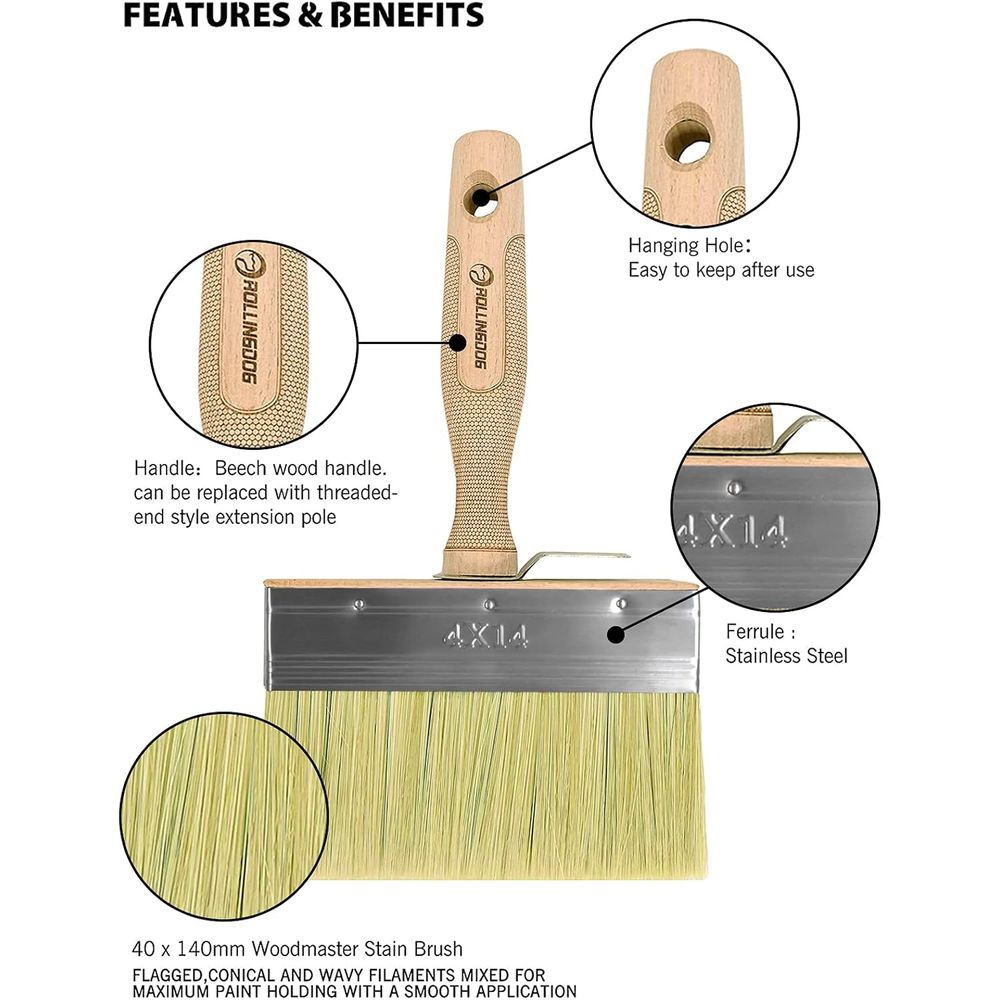 5,5 cm grote limewash-dekborst - Wood Stain Brush recensie en prijs